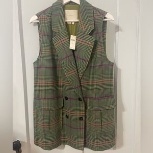 Anthropologie plaid vest women’s medium(runs large)NWT